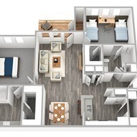 Floor plan for 2 beds, 2 baths, 1056 sqft